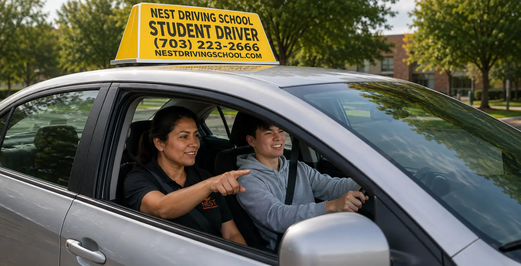 Nest Driving School instructor training student driver