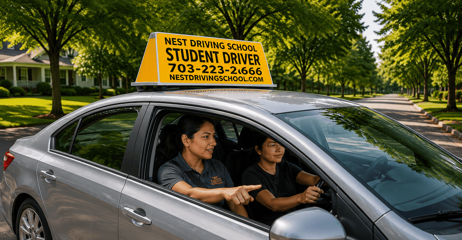 Nest Driving School instructor training student driver